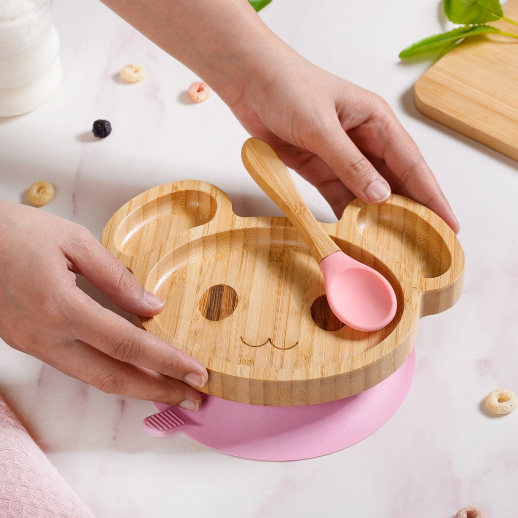 Mouse Toddler Plate With Suction Base And Matching Spoon Nestasia