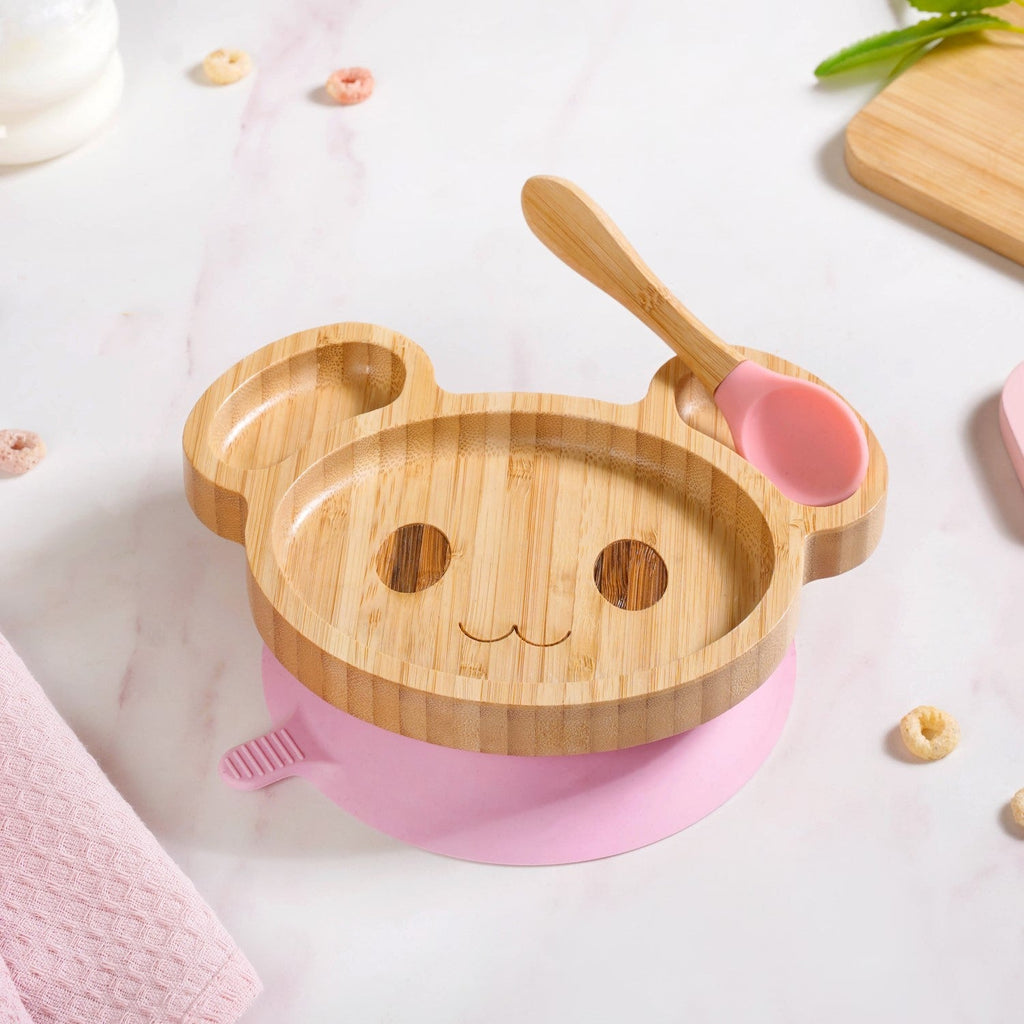 Mouse Toddler Plate With Suction Base And Matching Spoon Nestasia