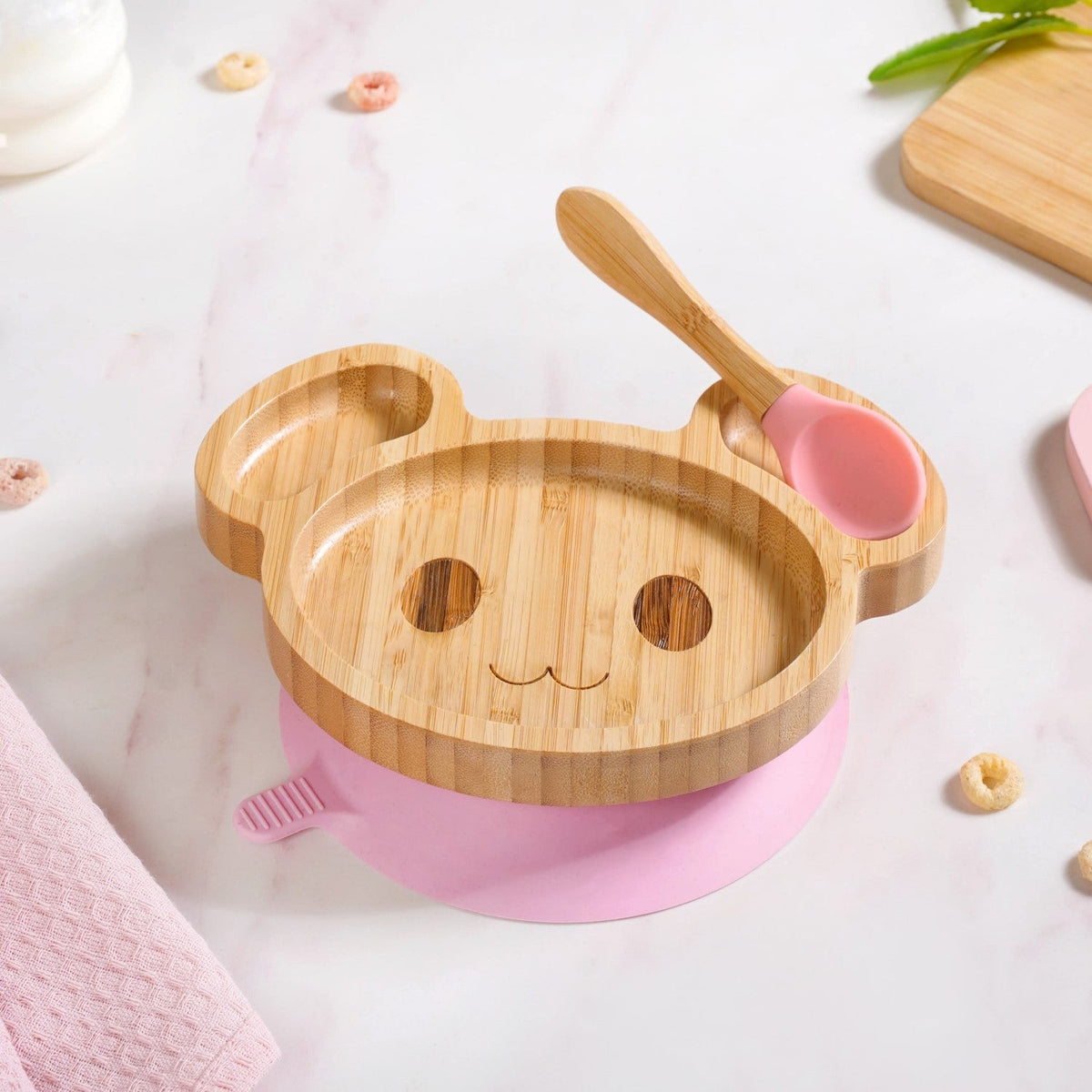 Mouse Toddler Plate With Suction Base And Matching Spoon Nestasia