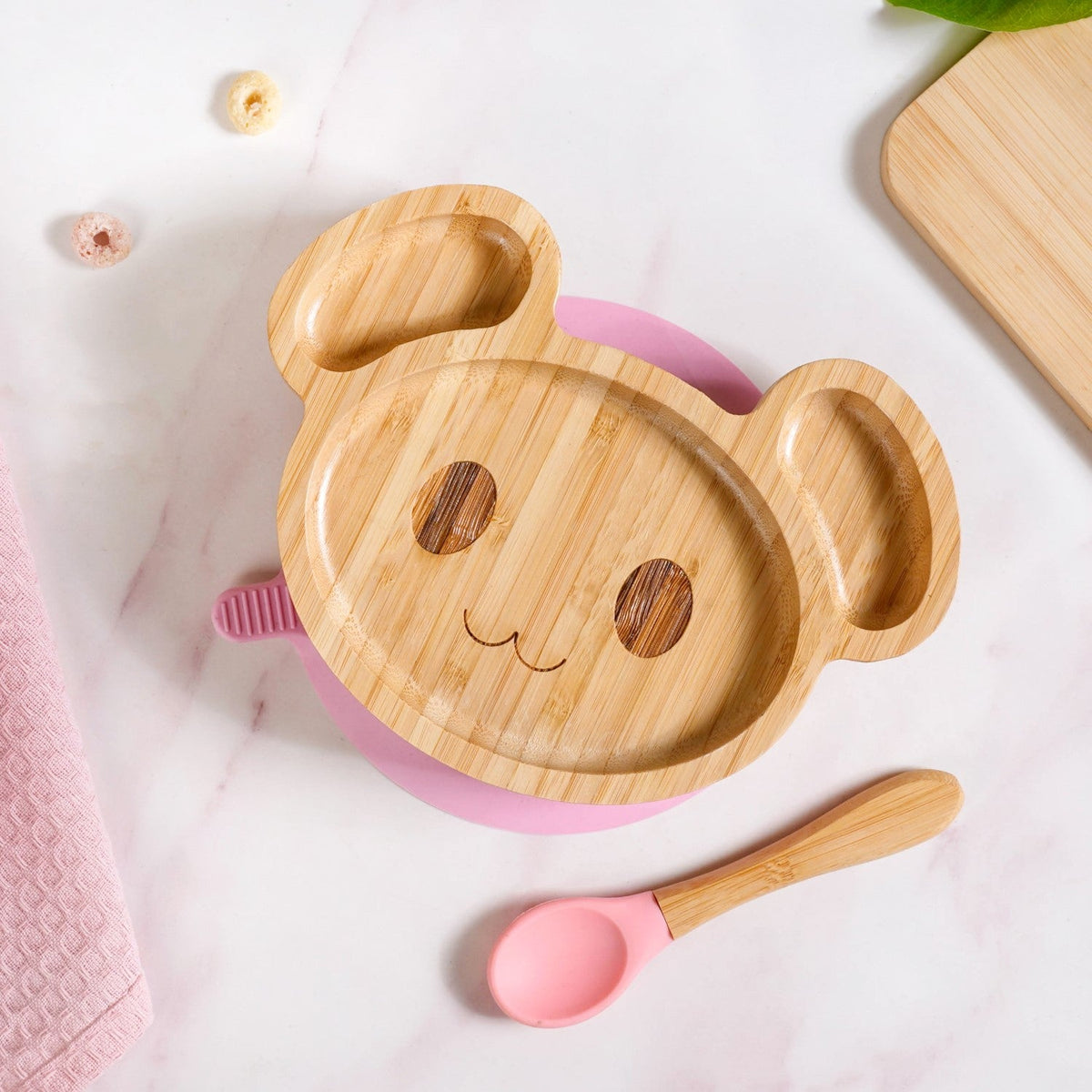 Mouse Toddler Plate With Suction Base And Matching Spoon Nestasia