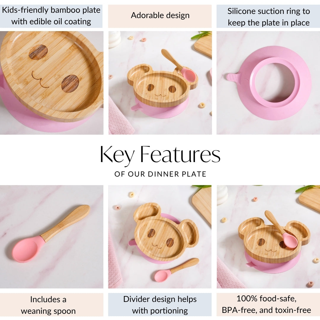 Mouse Toddler Plate With Suction Base And Matching Spoon Nestasia
