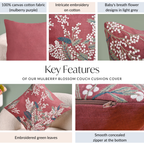 Mulberry Blossom Couch Cushion Cover 40x40cm Nestasia