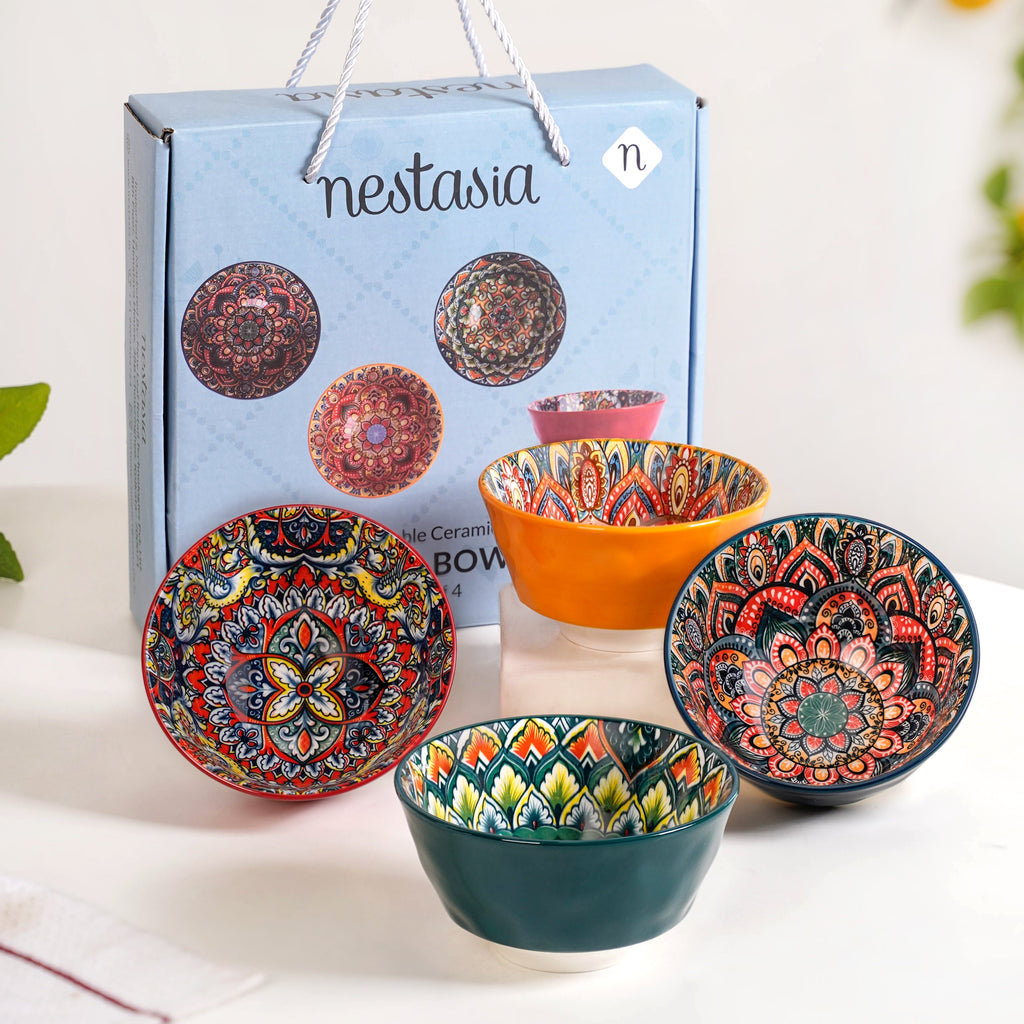 Multicolour Mandala Snack Bowl Set Of 4 380ml Nestasia