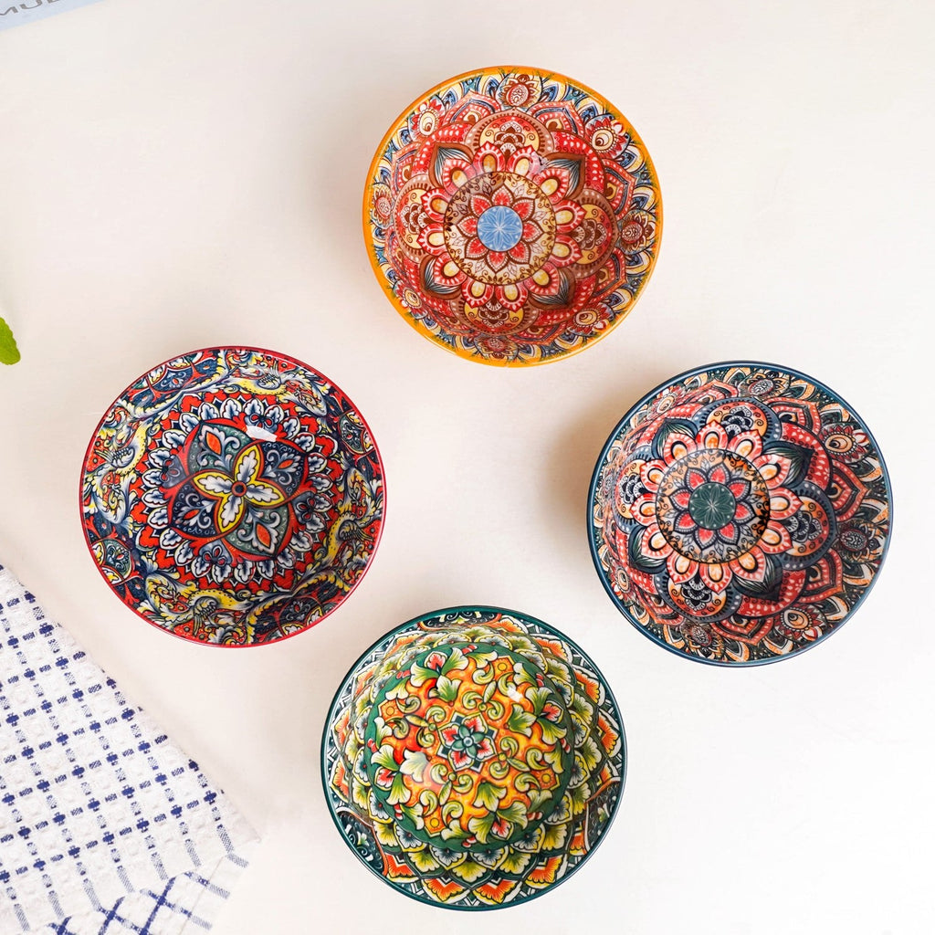 Multicolour Mandala Snack Bowl Set Of 4 380ml Nestasia