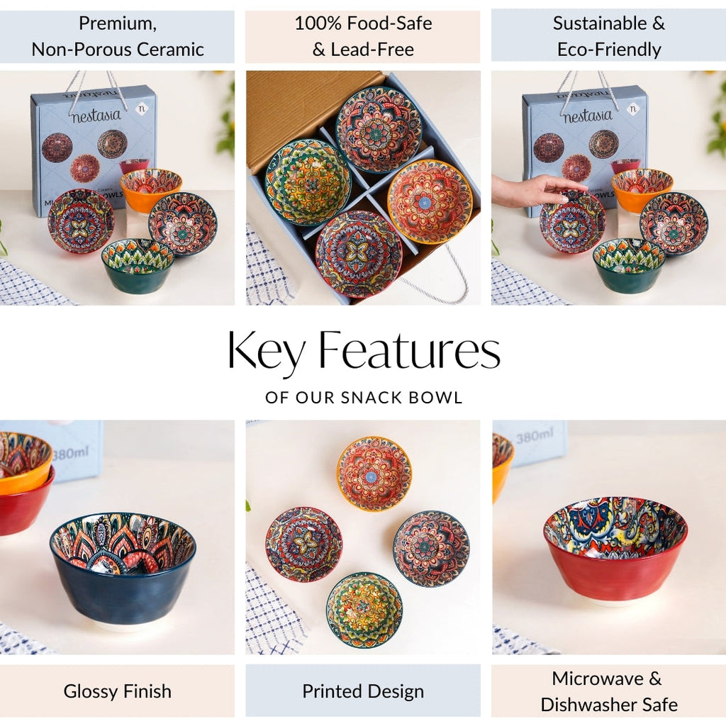 Multicolour Mandala Snack Bowl Set Of 4 380ml Nestasia