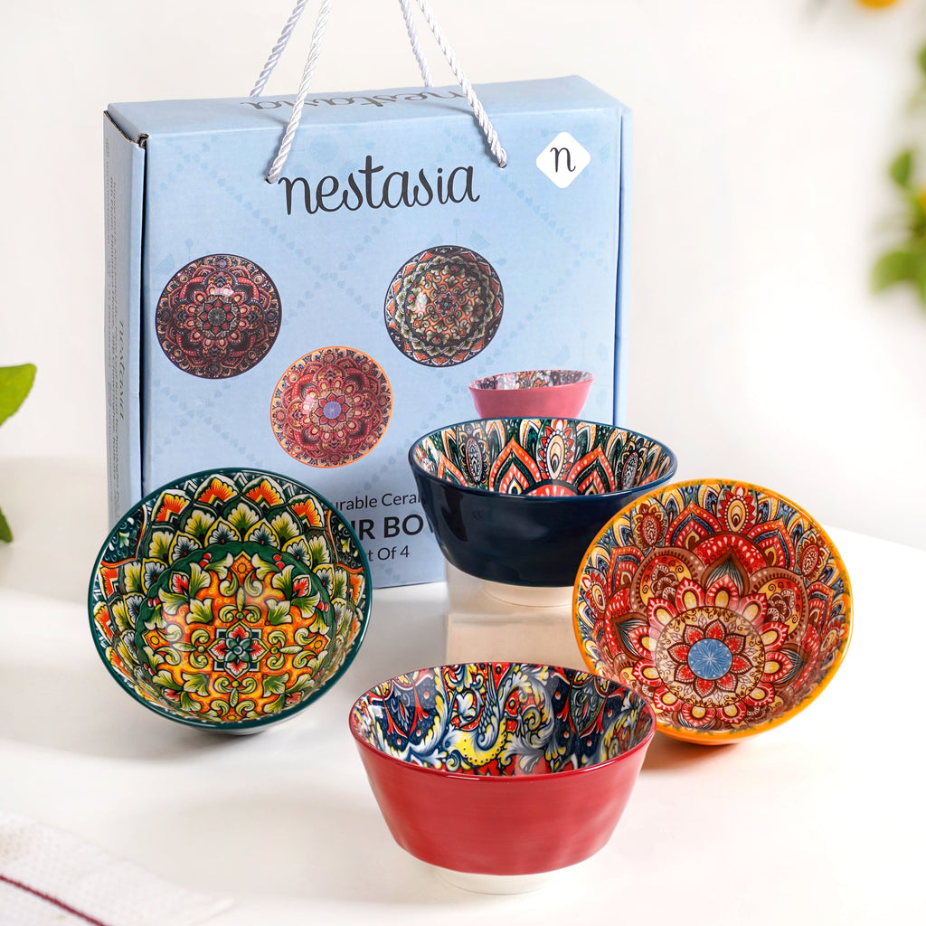 Multicolour Mandala Snack Bowl Set Of 4 380ml Nestasia