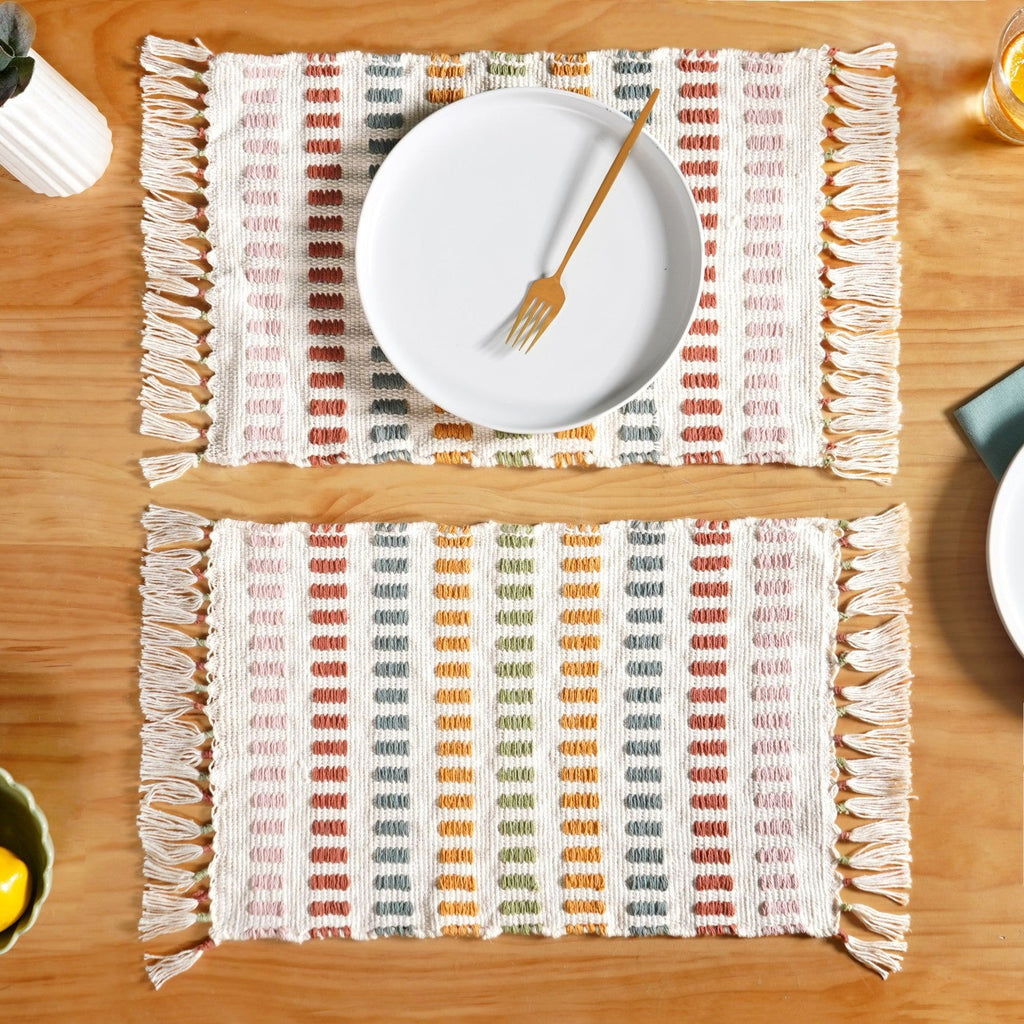 Multicoloured Cotton Placemat Set Of 6 Nestasia