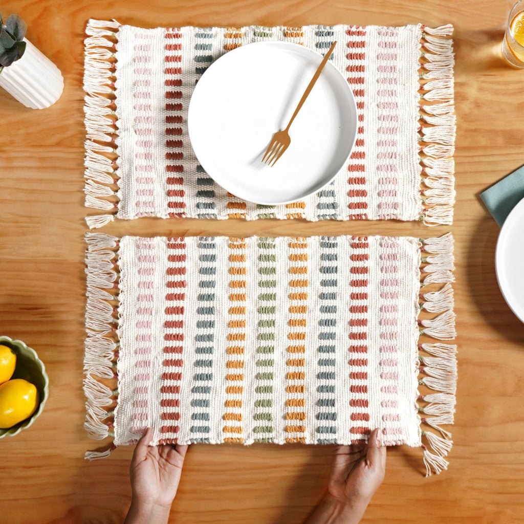 Multicoloured Cotton Placemat Set Of 6 Nestasia