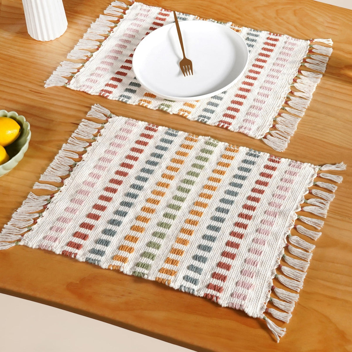 Multicoloured Cotton Placemat Set Of 6 Nestasia