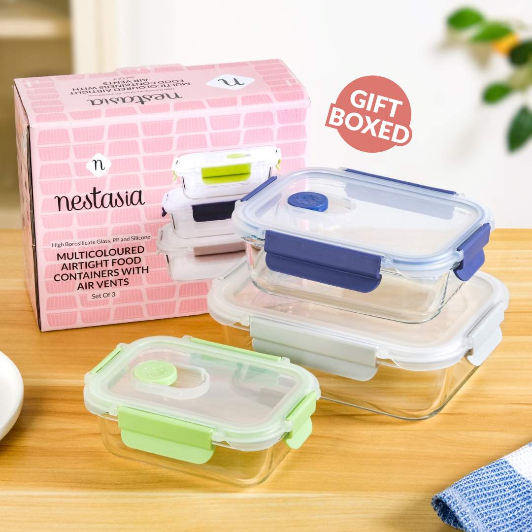 Kaleido Food Containers With Air Vents Set Of 3 370ml 660ml 1000ml Nestasia