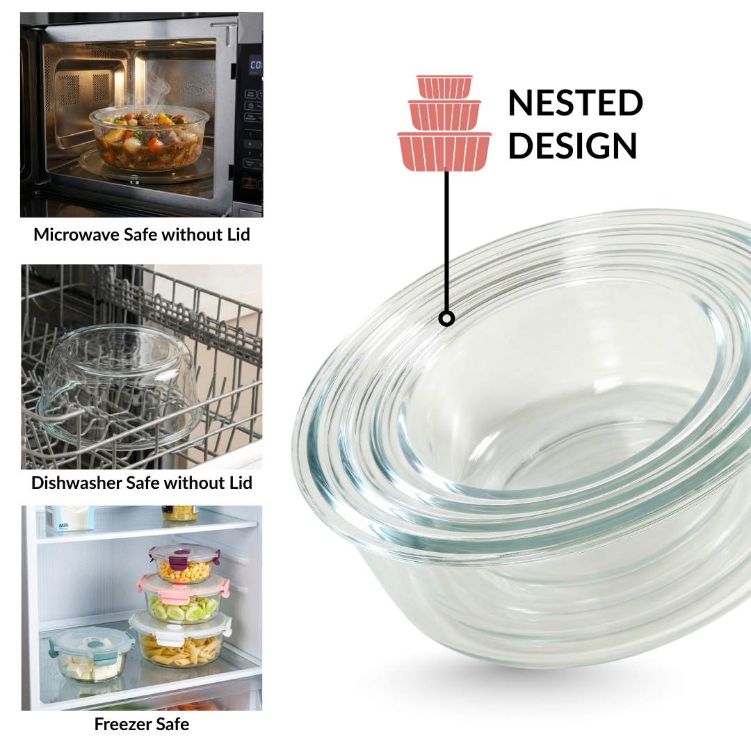 Kaleido Round Stackable Food Containers With Air Vents Set Of 4 390ml 630ml 960ml 1400ml Nestasia