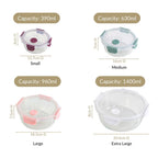 Kaleido Round Stackable Food Containers With Air Vents Set Of 4 390ml 630ml 960ml 1400ml Nestasia