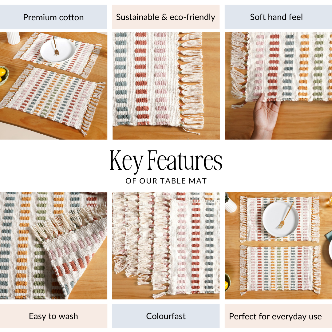 Multicoloured Cotton Placemat Set Of 6 Nestasia