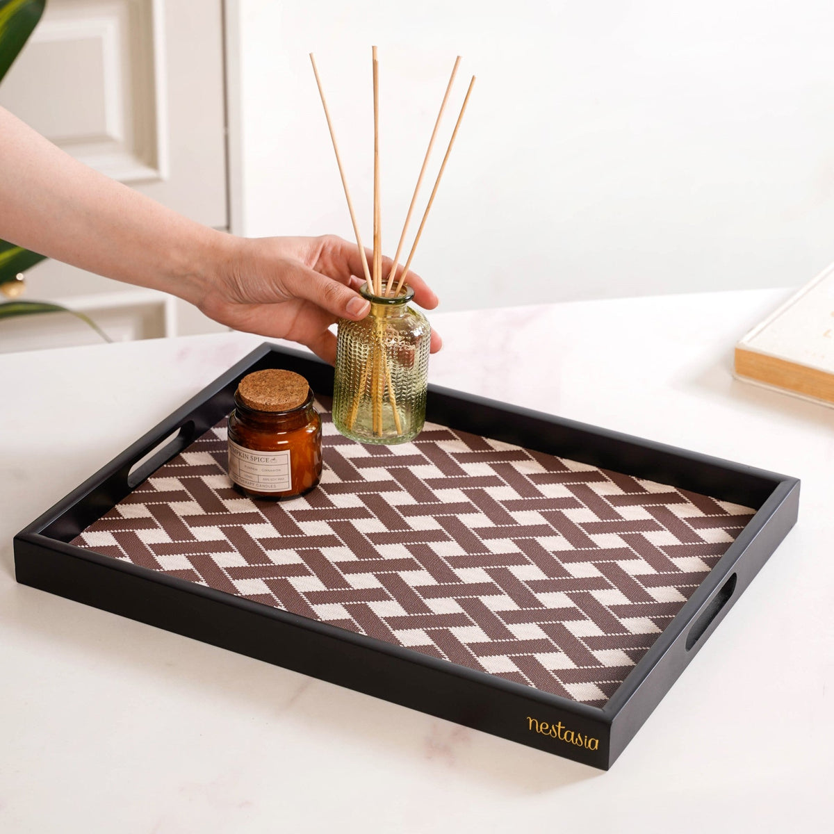 Multipurpose Decorative Tray Brown Large Nestasia