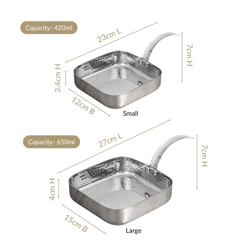 Multipurpose Hammered Stainless Steel Serving Pan Set Of 2 Nestasia