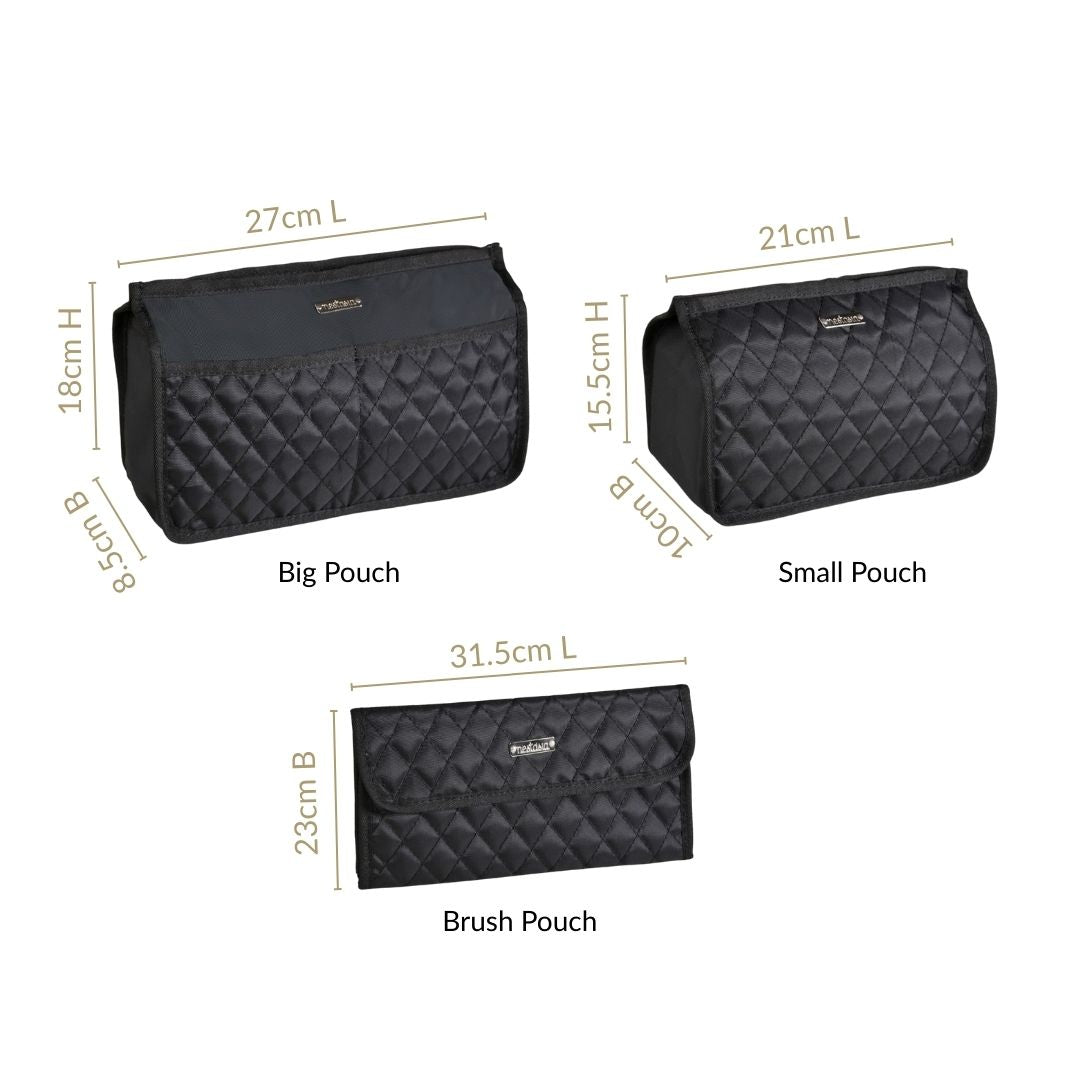 Multipurpose Travel Pouch Set Of 3 Black Nestasia