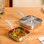 Multipurpose Hammered Stainless Steel Serving Pan Set Of 2 Nestasia