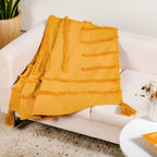 Mustard Morning Tufted Pure Cotton Throw Nestasia