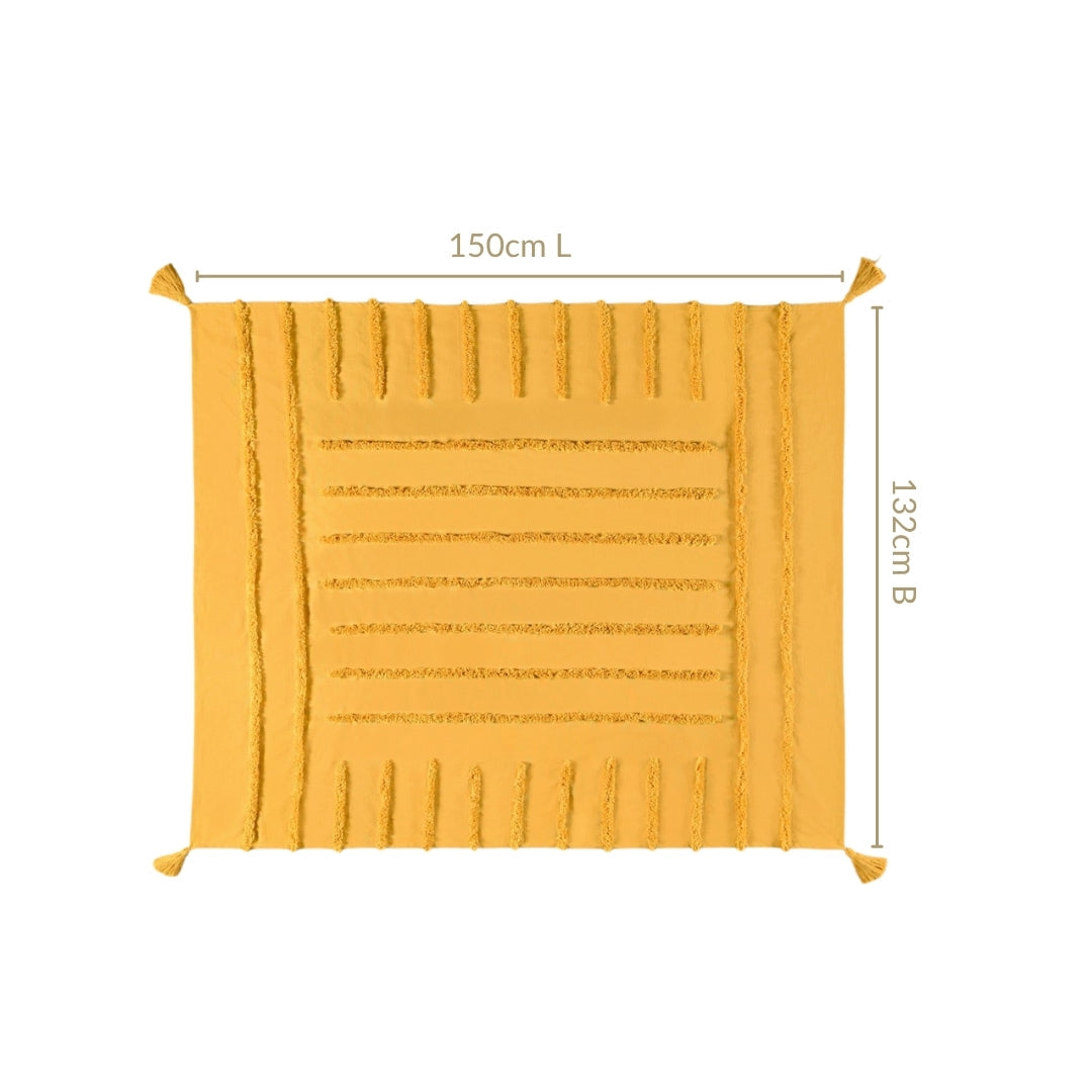 Mustard Morning Tufted Pure Cotton Throw Nestasia