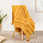 Mustard Morning Tufted Pure Cotton Throw Nestasia