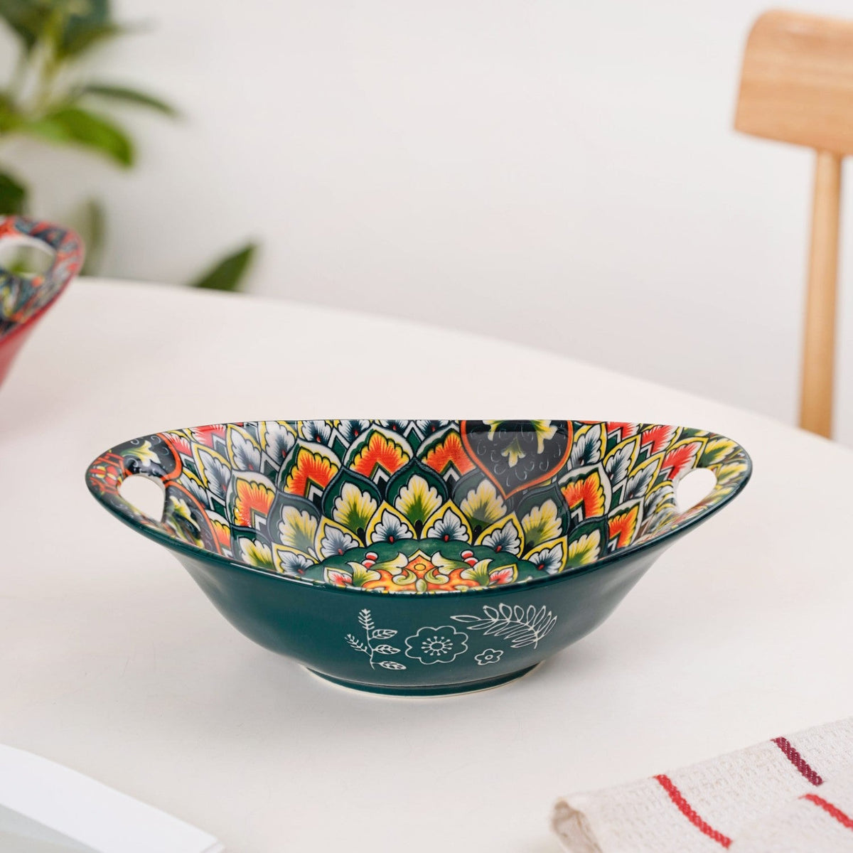Green Mystic Mandala Long Dish With Handles 400ml Nestasia