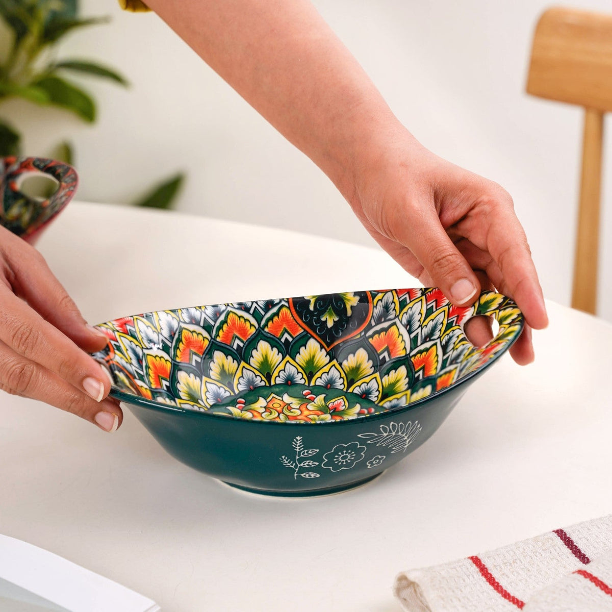 Green Mystic Mandala Long Dish With Handles 400ml Nestasia