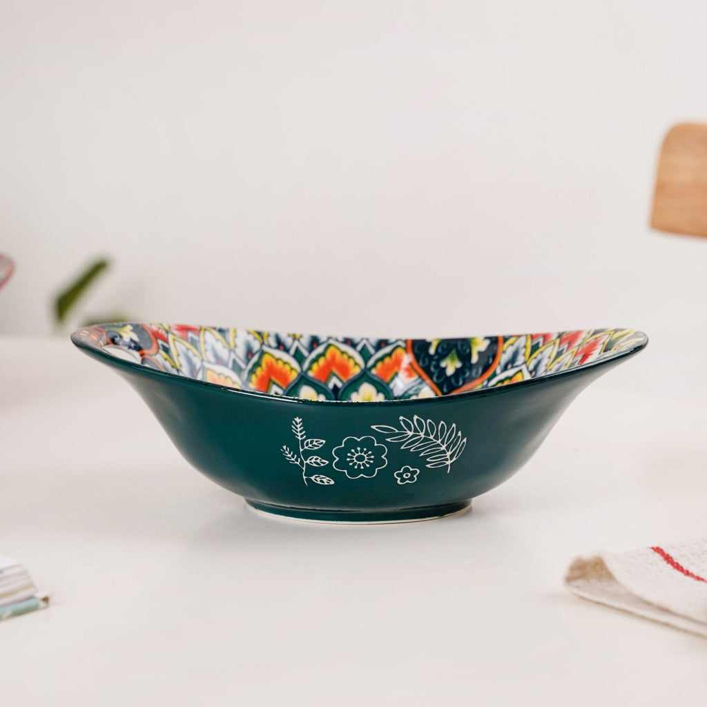 Green Mystic Mandala Long Dish With Handles 400ml Nestasia