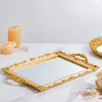 Theia Glam Square Gold Tray With Handles Nestasia