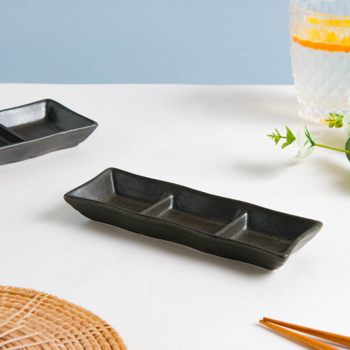 Ebony Black 3 Section Dip Plate Nestasia