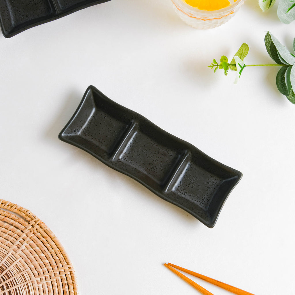 Ebony Black 3 Section Dip Plate Nestasia