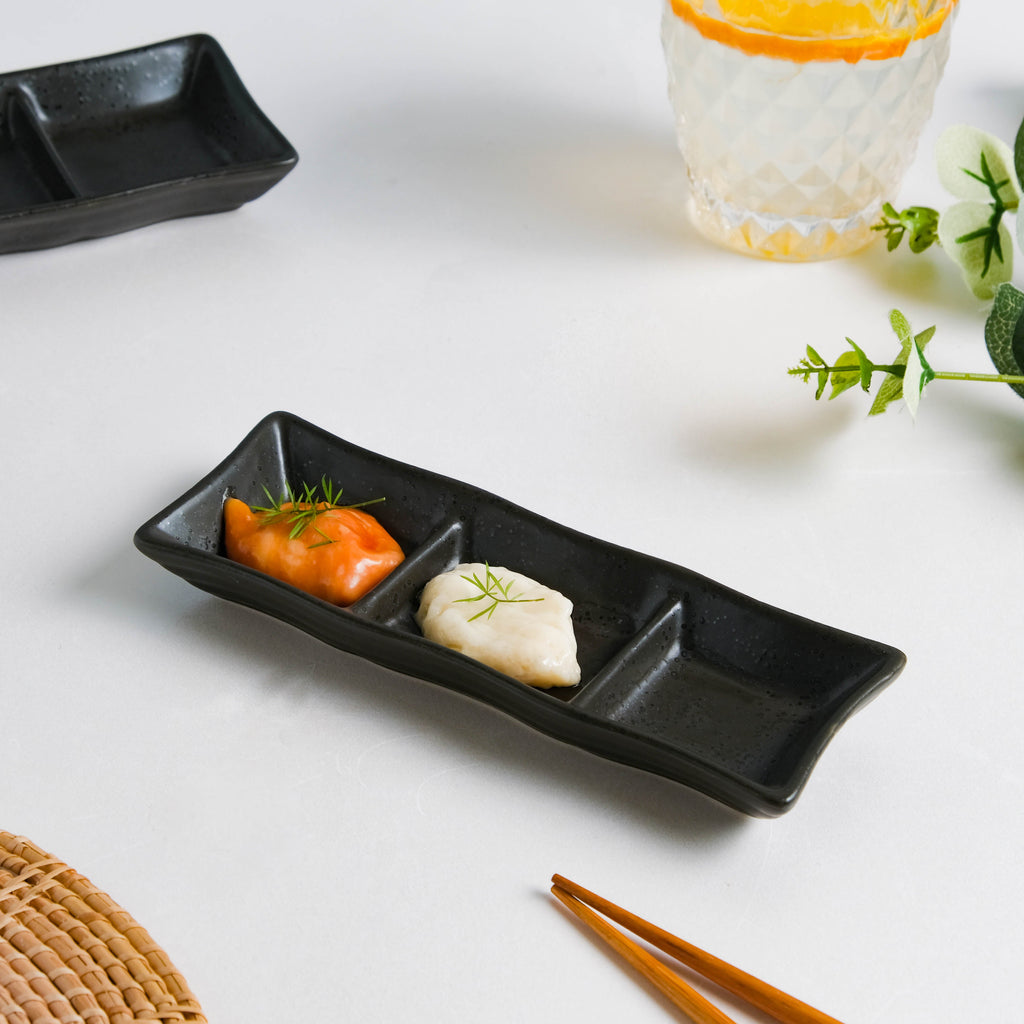 Ebony Black 3 Section Dip Plate Nestasia