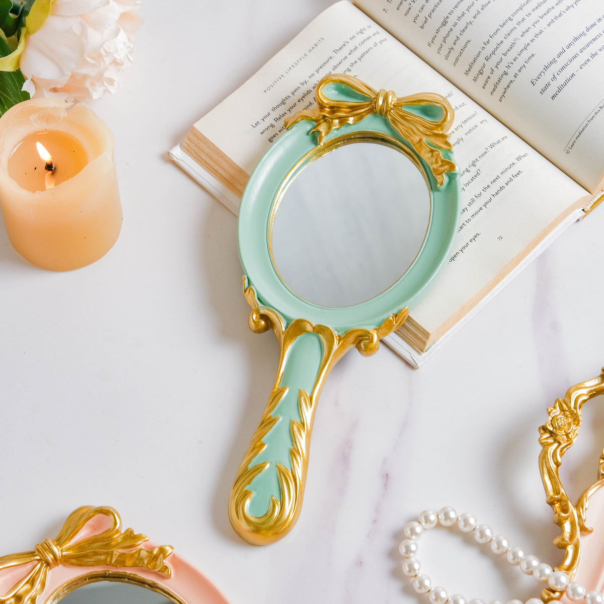 Venus Vanity Handheld Mirror Green