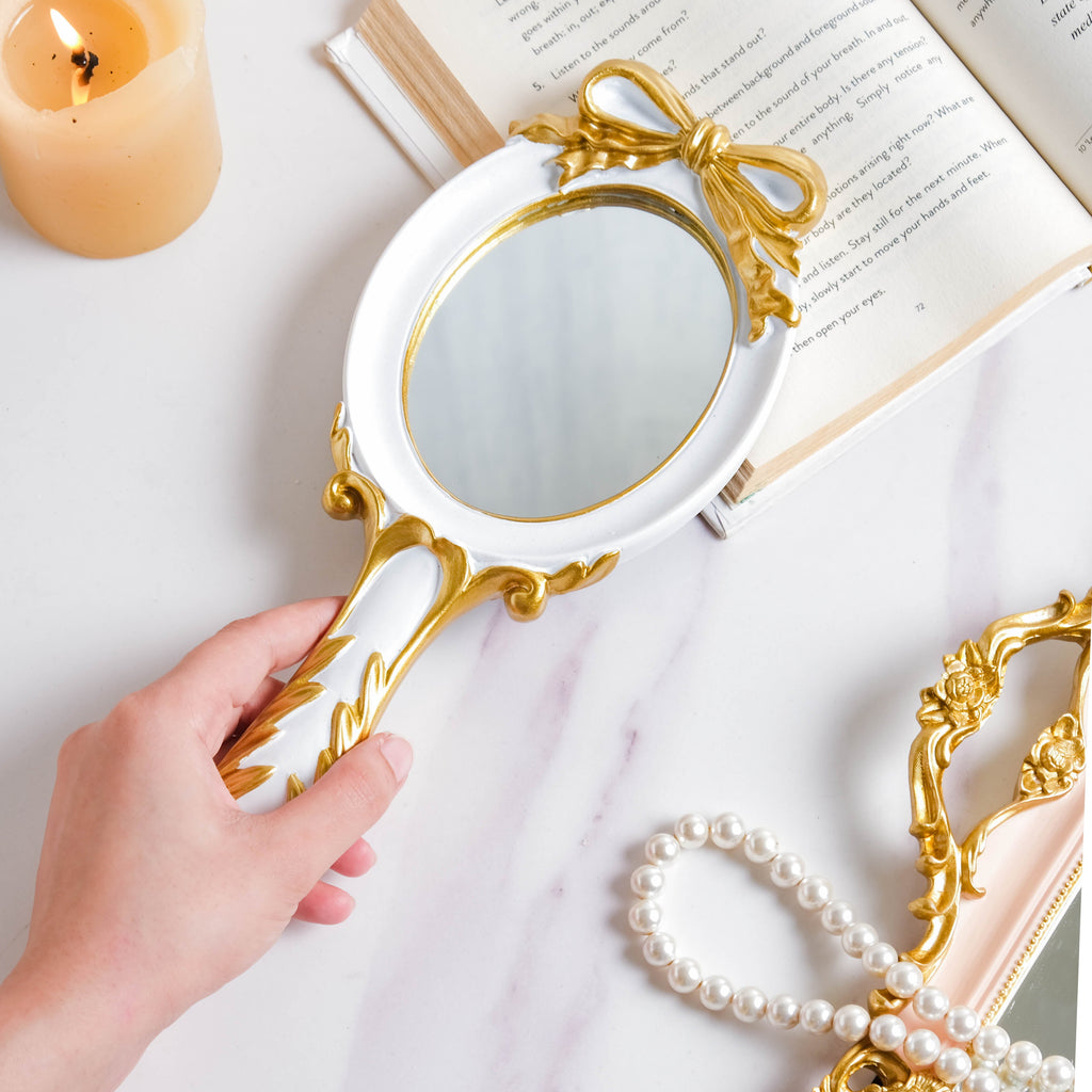 Venus Vanity Handheld Mirror White Nestasia
