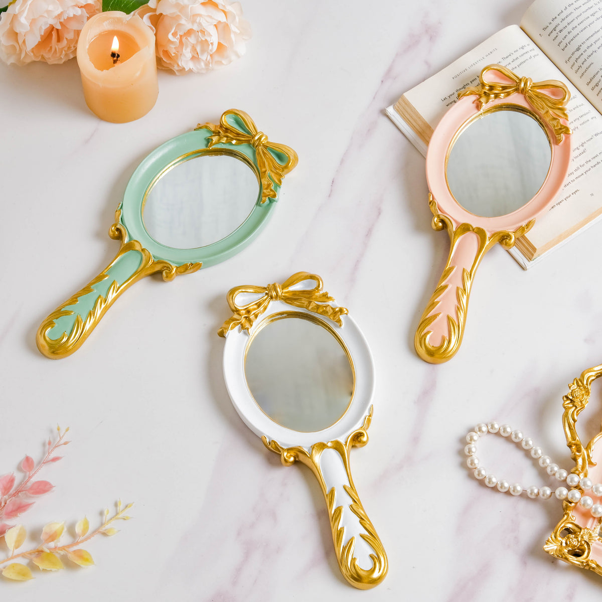Venus Vanity Handheld Mirror Pink Nestasia