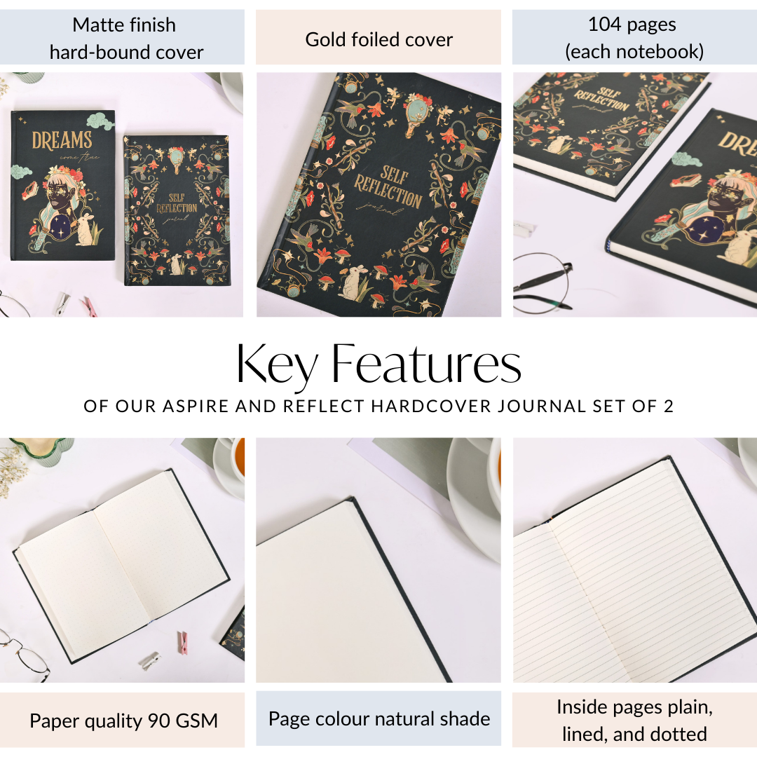 Aspire And Reflect Hardcover Journal Set Of 2 Nestasia