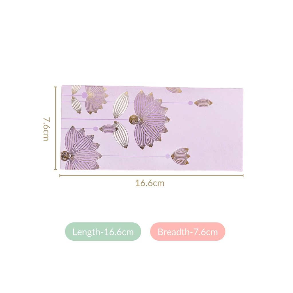 Gold Lotus Gift Envelope For Cash Set Of 12 Lavender Nestasia