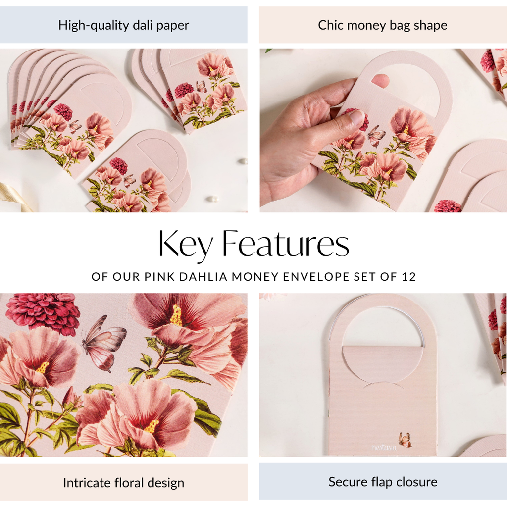Pink Dahlia Money Gifting Envelope Set Of 12 Nestasia