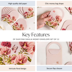 Pink Dahlia Money Gifting Envelope Set Of 12 Nestasia