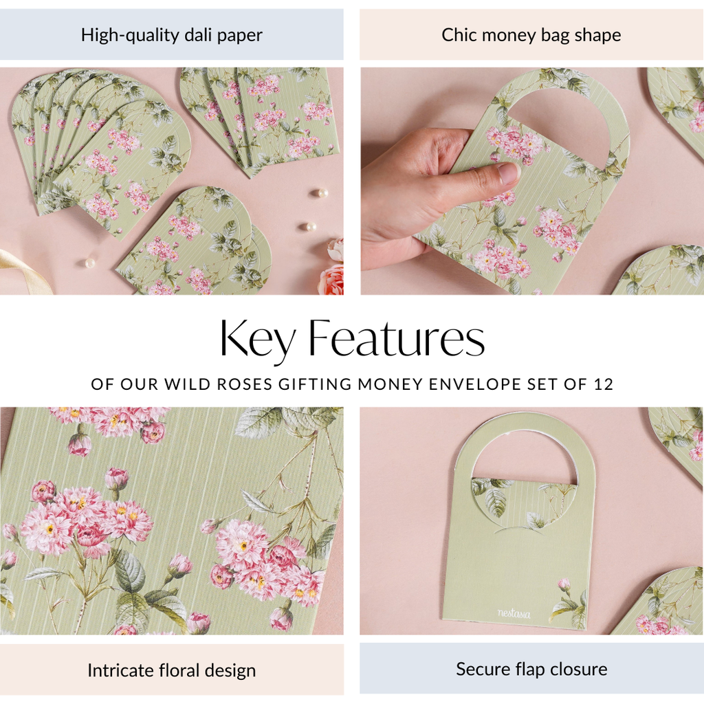 Wild Roses Gifting Money Envelope Set Of 12 Nestasia