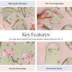 Wild Roses Gifting Money Envelope Set Of 12 Nestasia