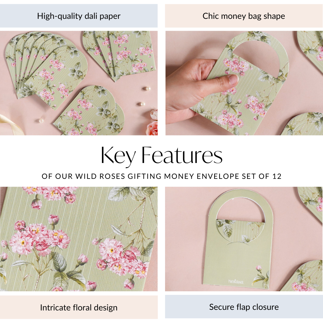 Wild Roses Gifting Money Envelope Set Of 12 Nestasia