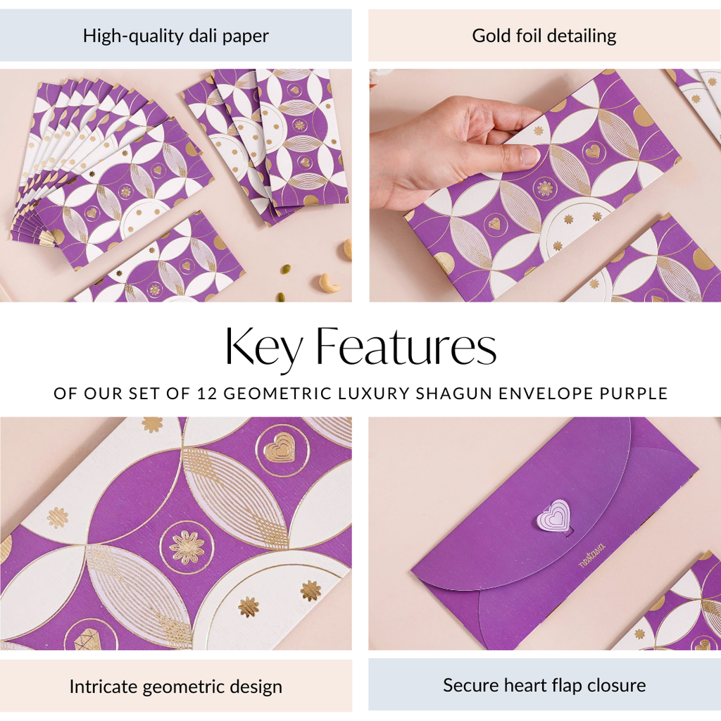 Set Of 12 Luxury Gifting Envelope For Weddings And Birthdays Purple Nestasia