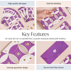 Set Of 12 Luxury Gifting Envelope For Weddings And Birthdays Purple Nestasia