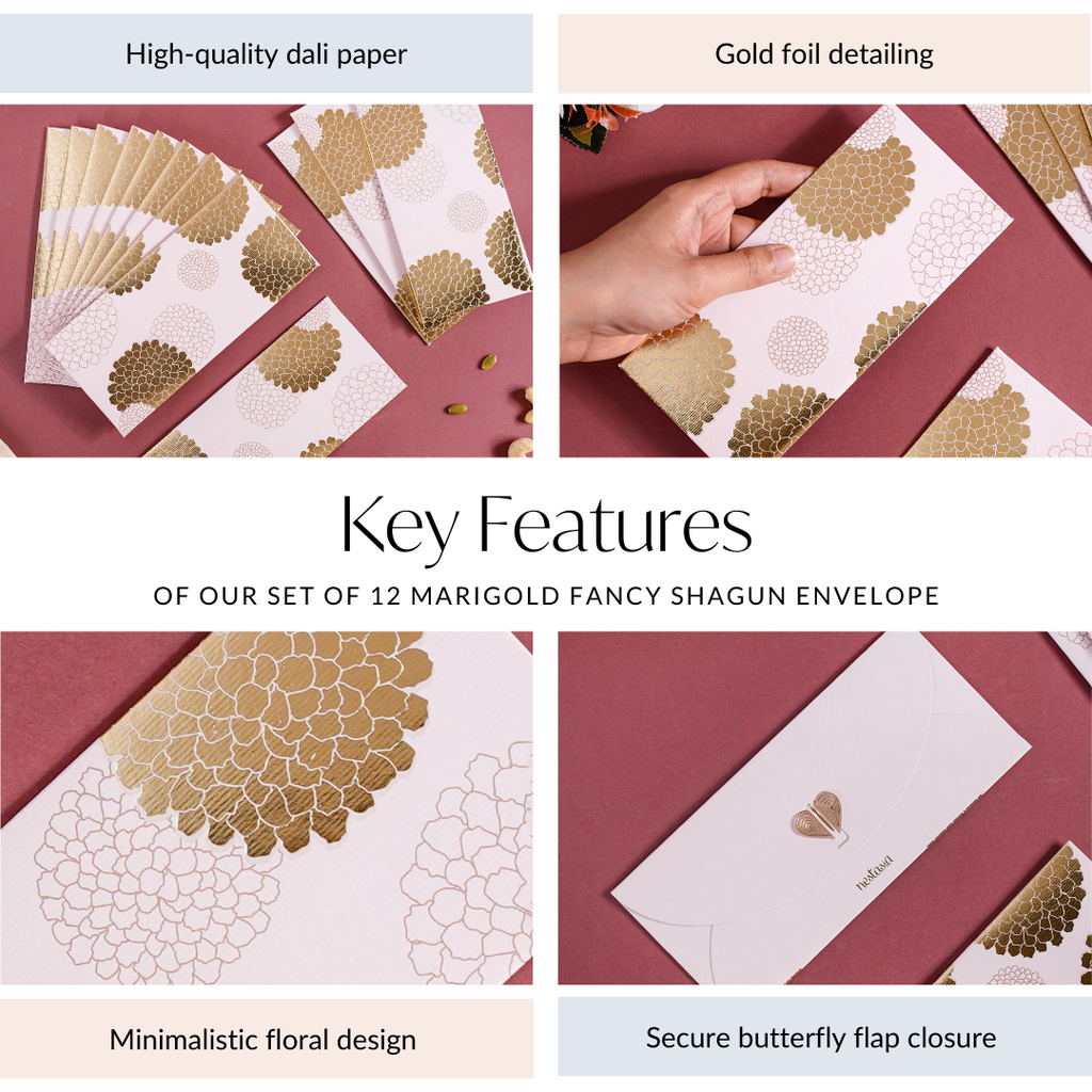 Set Of 12 Marigold Fancy Money Envelope Nestasia