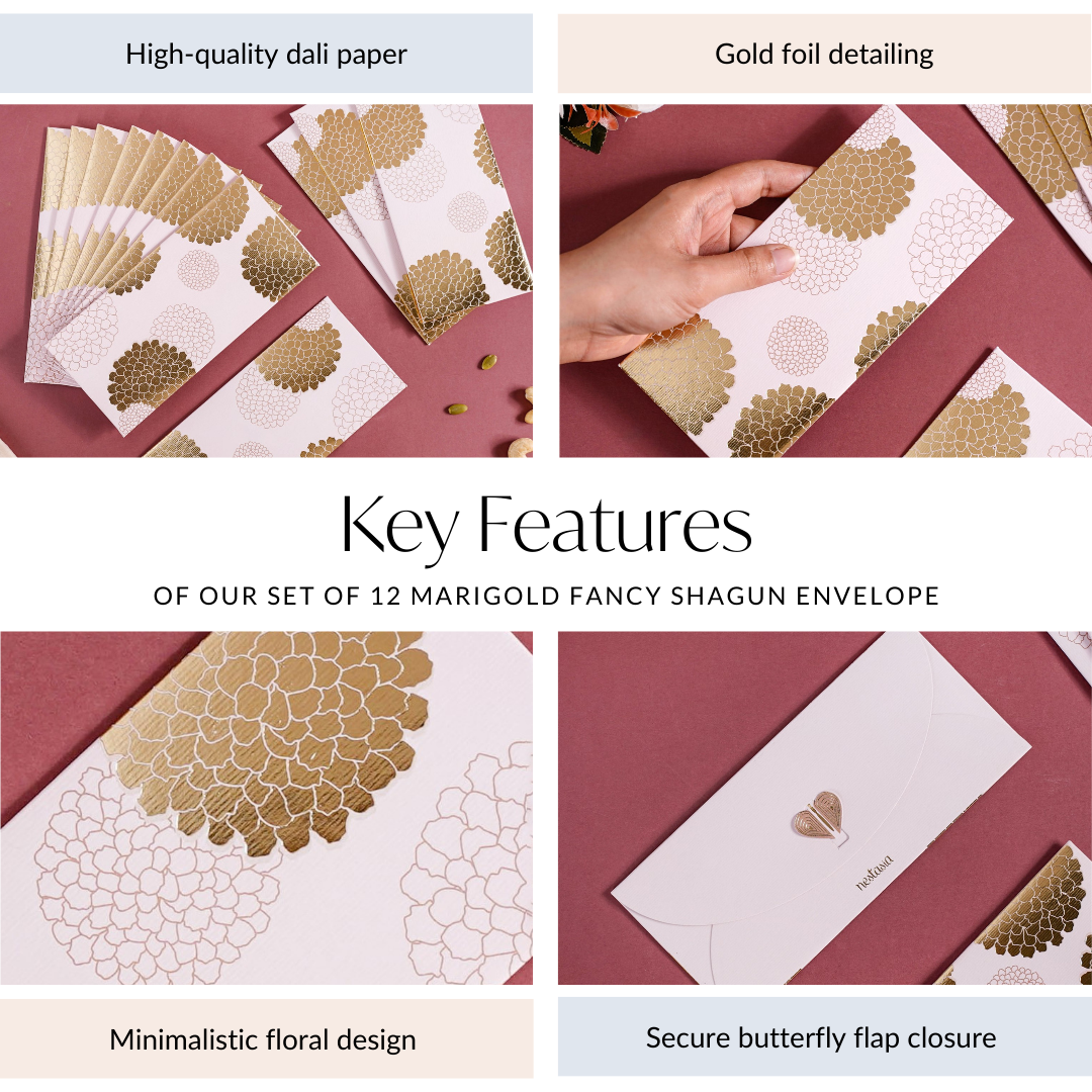 Set Of 12 Marigold Fancy Money Envelope Nestasia