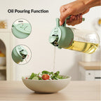 Spray And Pour Oil Dispenser Bottle Green 470ml With Spoon Nestasia