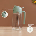 Spray And Pour Oil Dispenser Bottle Green 470ml With Spoon Nestasia