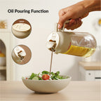 Spray And Pour Oil Dispenser Bottle Beige 470ml With Spoon Nestasia
