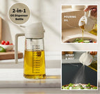 Spray And Pour Oil Dispenser Bottle Beige 470ml With Spoon Nestasia