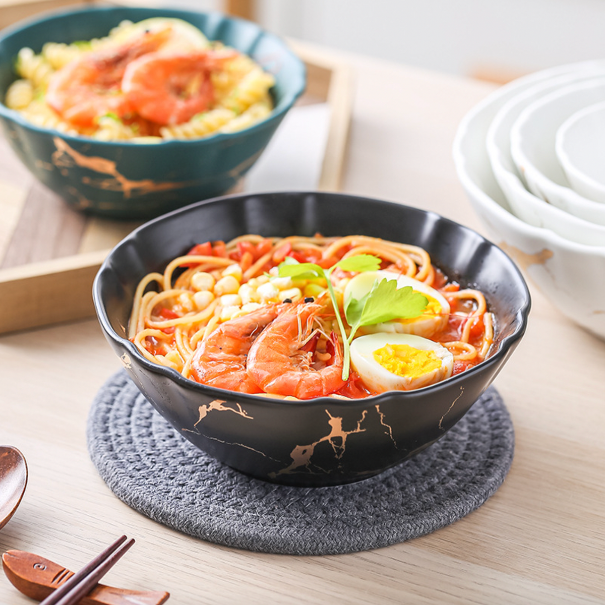 Marble Texture Soup Bowl Nestasia